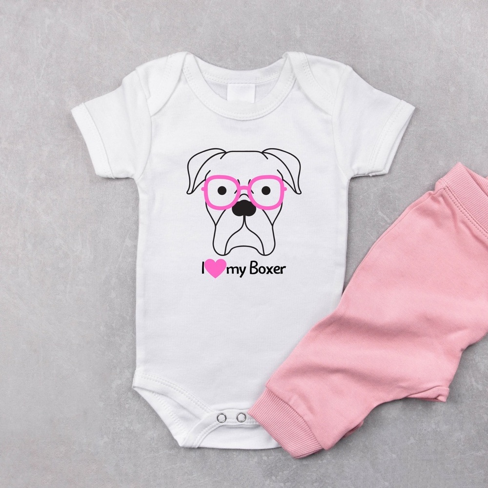 I love my boxer custom baby onesie